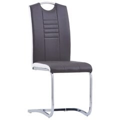 vidaXL Gembinės valgomojo kėdės, 2 vnt., pilkos, dirbtinė oda kaina ir informacija | Virtuvės ir valgomojo kėdės | pigu.lt