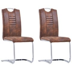 Gembinės valgomojo kėdės, 2vnt., rudos, dirbtinė versta oda kaina ir informacija | Virtuvės ir valgomojo kėdės | pigu.lt