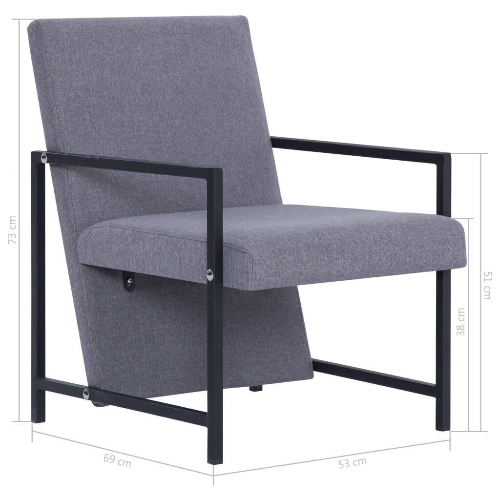 Krėslas su chromuotomis kojomis, pilkas kaina ir informacija | Svetainės foteliai | pigu.lt