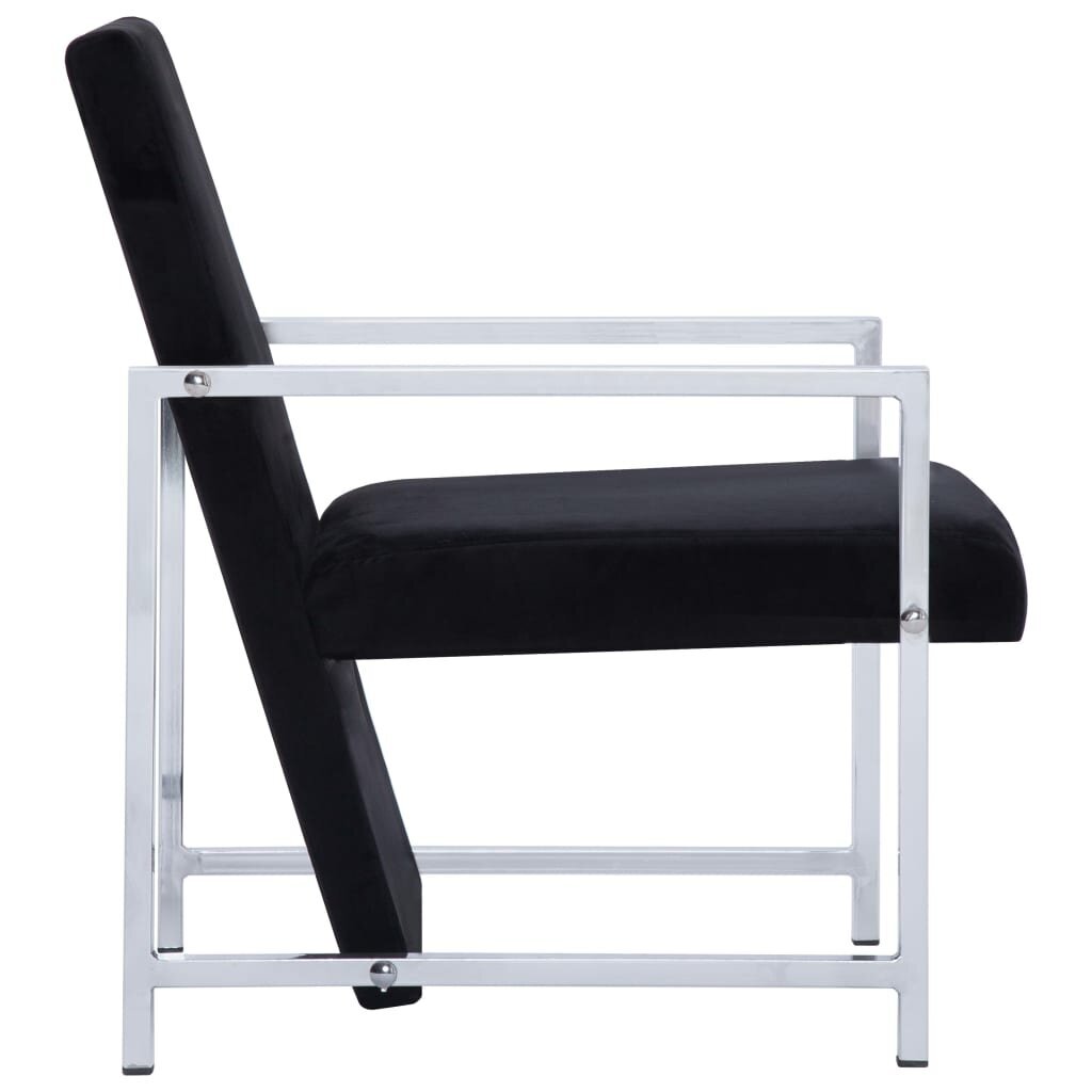 Krėslas su chromuotomis kojomis, juodas kaina ir informacija | Svetainės foteliai | pigu.lt