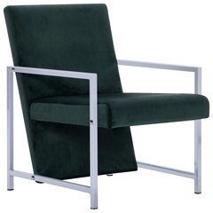Krėslas su chromuotomis kojomis, žalias kaina ir informacija | Svetainės foteliai | pigu.lt