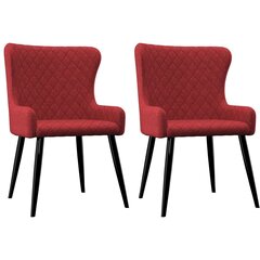Valgomojo kėdės, 2 vnt., tamsiai raudonos spalvos, audinys kaina ir informacija | Virtuvės ir valgomojo kėdės | pigu.lt