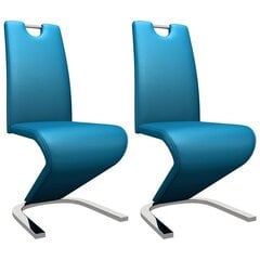 Valgomojo kėdės, 2 vnt., mėlynos, dirbtinė oda, zigzago formos цена и информация | Стулья для кухни и столовой | pigu.lt