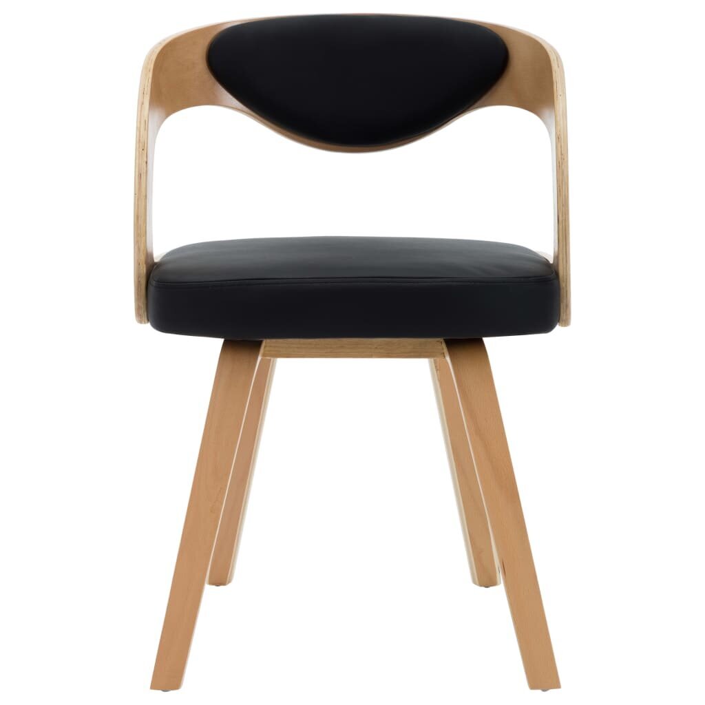Valgomojo kėdės, 2vnt., juodos, išlenkta med. ir dirbt. oda kaina ir informacija | Virtuvės ir valgomojo kėdės | pigu.lt