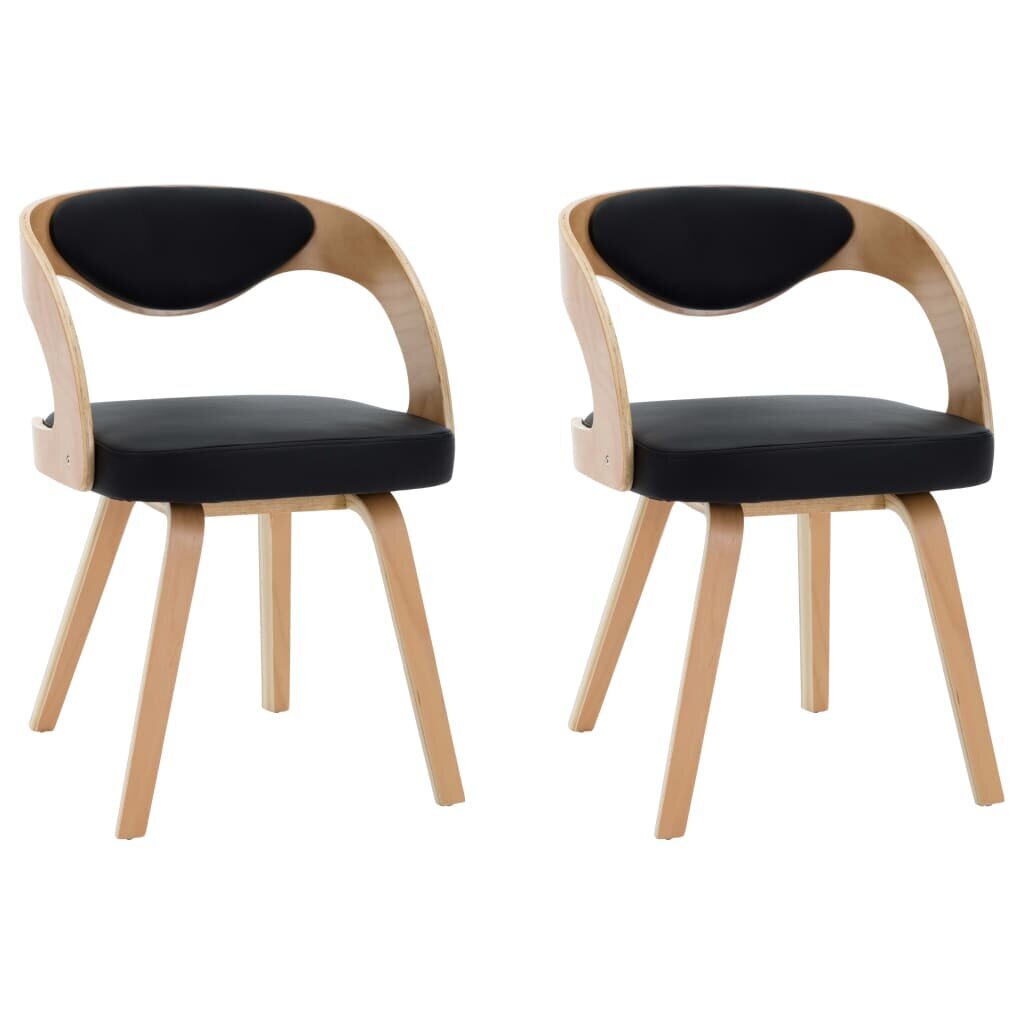 Valgomojo kėdės, 2vnt., juodos, išlenkta med. ir dirbt. oda цена и информация | Virtuvės ir valgomojo kėdės | pigu.lt