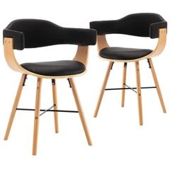 Valgomojo kėdės, 2vnt., juodos spalvos, dirbtinė oda ir mediena цена и информация | Стулья для кухни и столовой | pigu.lt