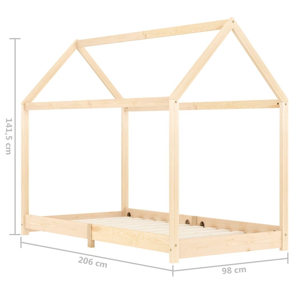 Vaikiška lova VidaXL, 90x200 cm, ruda kaina ir informacija | Vaikiškos lovos | pigu.lt