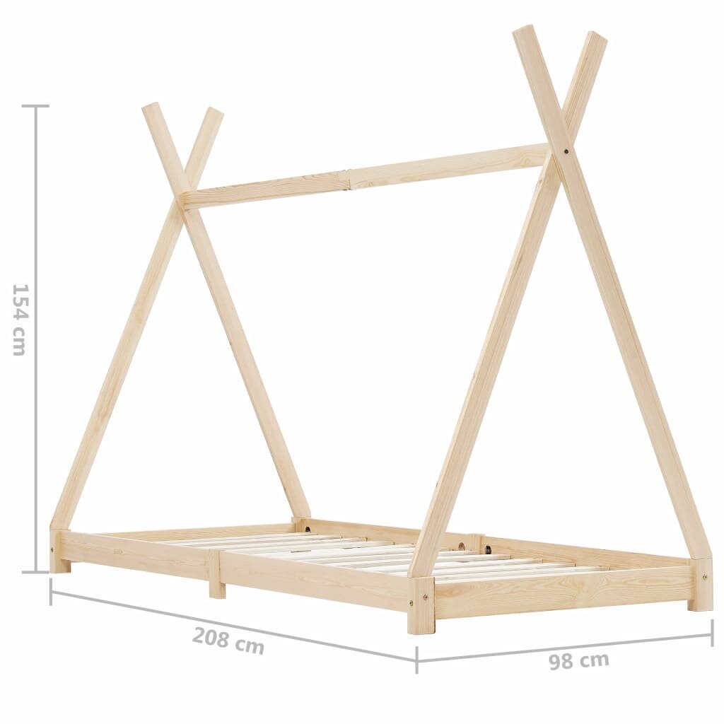 Vaikiška lova VidaXL, 90x200 cm, ruda kaina ir informacija | Vaikiškos lovos | pigu.lt