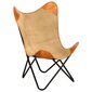 vidaXL Išskleidžiama kėdė, rudos spalvos, tikra oda ir audinys kaina ir informacija | Svetainės foteliai | pigu.lt