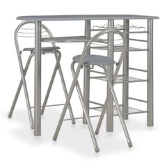 Комплект мебели для бара с полками, 3 части, серый, дерево и сталь цена и информация | Комплекты мебели для столовой | pigu.lt