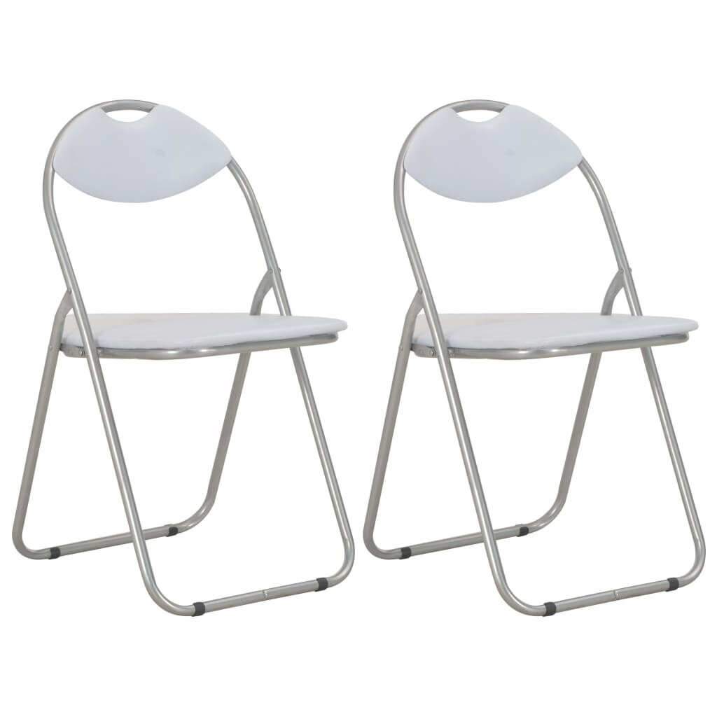 Sulankstomos valgomojo kėdės, 2 vnt., baltos kaina ir informacija | Virtuvės ir valgomojo kėdės | pigu.lt