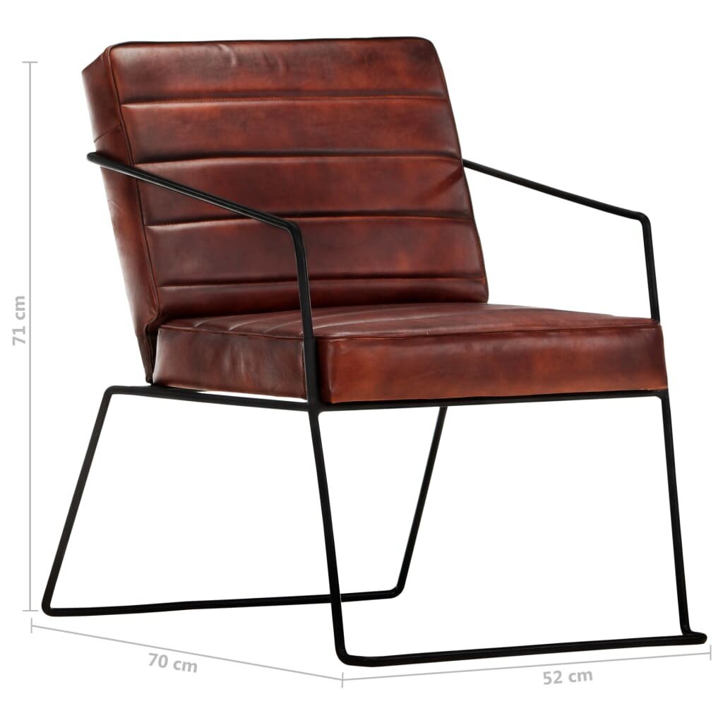 Krėslas, tamsiai rudos spalvos, tikra oda kaina ir informacija | Svetainės foteliai | pigu.lt
