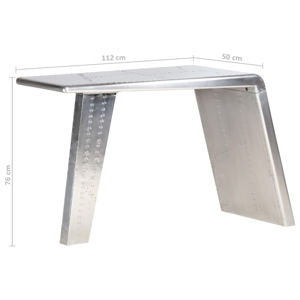 Rašomasis stalas vidaXL Aviator, 112x50x76cm, sidabrinis kaina ir informacija | Kompiuteriniai, rašomieji stalai | pigu.lt