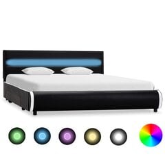 Каркас кровати со светодиодной лентой, 140x200 см, искусственная кожа цена и информация | Кровати | pigu.lt