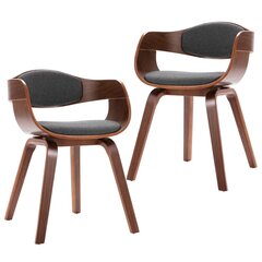Valgomojo kėdės, 2vnt., pilkos, išlenkta mediena ir audinys kaina ir informacija | Virtuvės ir valgomojo kėdės | pigu.lt