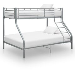 Dviaukštė lova VidaXL 140x200/90x200, pilka kaina ir informacija | Vaikiškos lovos | pigu.lt