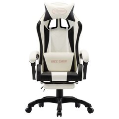vidaXL Žaidimų kėdė su pakoja, juoda ir balta, dirbtinė oda kaina ir informacija | Biuro kėdės | pigu.lt