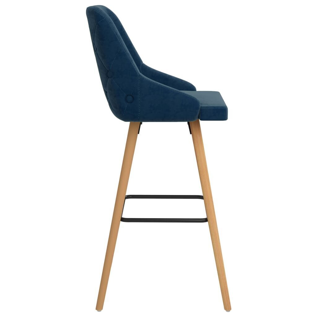 vidaXL Baro taburetės, 2vnt., mėlynos spalvos, aksomas kaina ir informacija | Virtuvės ir valgomojo kėdės | pigu.lt