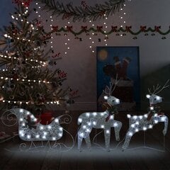 Kalėdų dekoracija elniai ir rogės, sidabrinė, 60 LED цена и информация | Рождественские украшения | pigu.lt