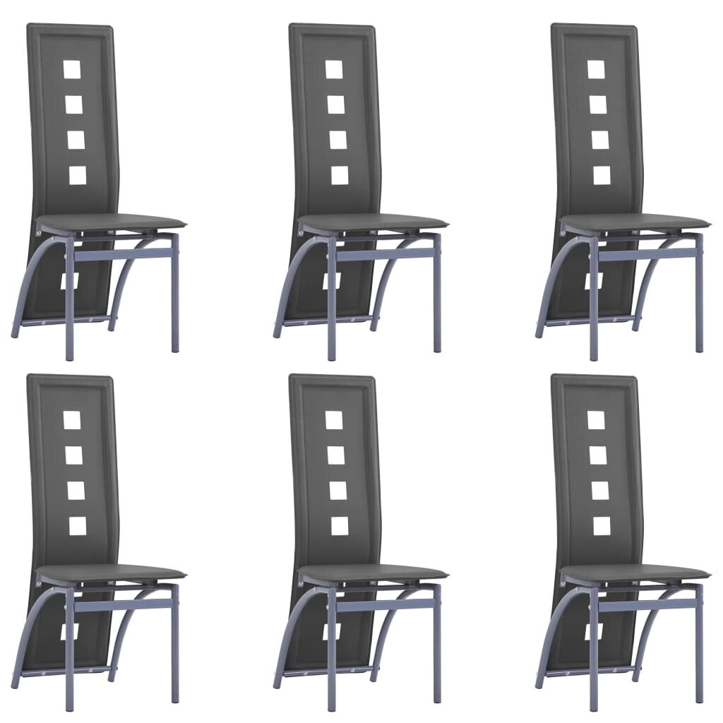 Valgomojo kėdės, 6vnt., pilkos, dirbtinė oda (281707+281708) цена и информация | Virtuvės ir valgomojo kėdės | pigu.lt