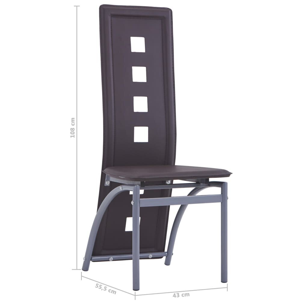 Valgomojo kėdės, 6vnt., rudos, dirbtinė oda (281709+281710) цена и информация | Virtuvės ir valgomojo kėdės | pigu.lt