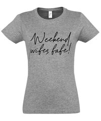Marškinėliai moterims Weekend wibes, pilki kaina ir informacija | Marškinėliai moterims | pigu.lt