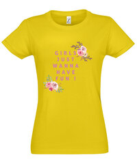 Marškinėliai moterims Just have a fun, geltoni цена и информация | Женские футболки | pigu.lt