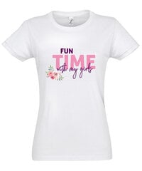 Marškinėliai moterims Fun time, balti цена и информация | Женские футболки | pigu.lt