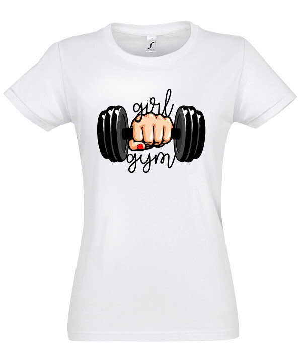 Marškinėliai moterims Gym Girl, balti цена и информация | Marškinėliai moterims | pigu.lt