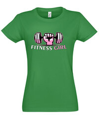 Marškinėliai moterims Fitness girl, žali цена и информация | Женские футболки | pigu.lt