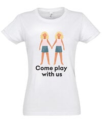 Marškinėliai moterims Play with us, balti kaina ir informacija | Marškinėliai moterims | pigu.lt
