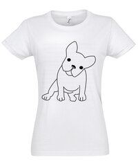 Marškinėliai moterims Šuniukas, balti kaina ir informacija | Marškinėliai moterims | pigu.lt