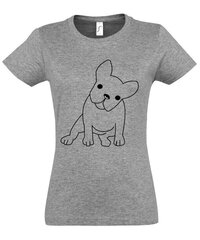Marškinėliai moterims Šuniukas, pilki kaina ir informacija | Marškinėliai moterims | pigu.lt