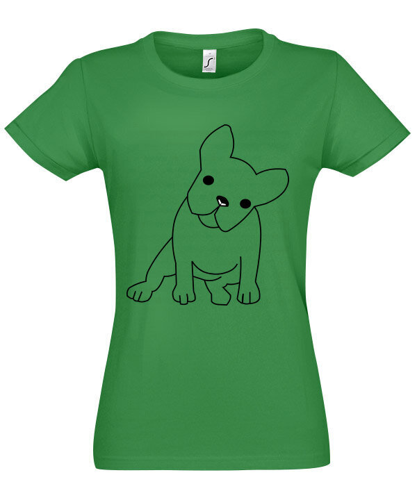 Marškinėliai moterims Šuniukas, žali kaina ir informacija | Marškinėliai moterims | pigu.lt