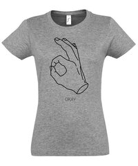 Marškinėliai moterims Okay, pilki цена и информация | Женские футболки | pigu.lt