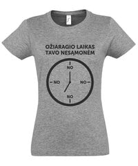 Marškinėliai moterims Ožiaragio laikas, pilki цена и информация | Женские футболки | pigu.lt