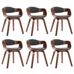 Обеденные стулья, 6шт., серые цена и информация | Стулья для кухни и столовой | pigu.lt