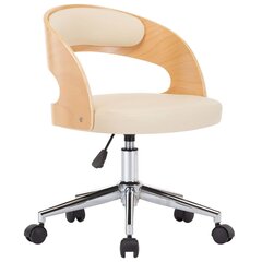 Pasukama biuro kėdė, kreminė, išlenkta mediena ir dirbtinė oda цена и информация | Офисные кресла | pigu.lt