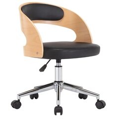 Pasukama biuro kėdė, juoda, išlenkta mediena ir dirbtinė oda kaina ir informacija | Biuro kėdės | pigu.lt