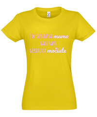 Marškinėliai moterims Geriausia mama, geriausia močiutė, geltoni цена и информация | Футболка женская | pigu.lt