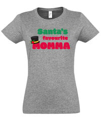 Marškinėliai moterims Santa's favourite momma, pilki цена и информация | Футболка женская | pigu.lt