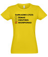 Marškinėliai moterims Sarkazmo lygis skorpionas, geltoni