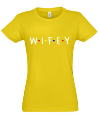 Marškinėliai moterims Wifey, geltoni цена и информация | Футболка женская | pigu.lt