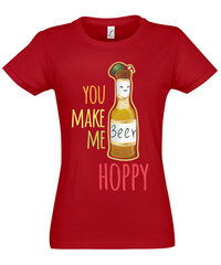 Marškinėliai moterims You make me hoppy, raudoni kaina ir informacija | Marškinėliai moterims | pigu.lt