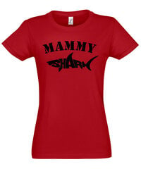 Marškinėliai moterims Family Mammy Shark, raudoni kaina ir informacija | Marškinėliai moterims | pigu.lt
