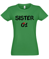 Marškinėliai moterims Sister 01, žali kaina ir informacija | Marškinėliai moterims | pigu.lt