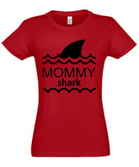 Marškinėliai moterims Mommy Shark, raudoni kaina ir informacija | Marškinėliai moterims | pigu.lt