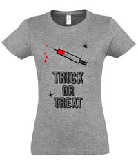 Marškinėliai moterims Trick or Treat, pilki kaina ir informacija | Marškinėliai moterims | pigu.lt