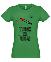 Marškinėliai moterims Trick or Treat, žali kaina ir informacija | Marškinėliai moterims | pigu.lt
