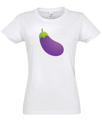 Marškinėliai moterims Noriu baklažano, balti kaina ir informacija | Marškinėliai moterims | pigu.lt